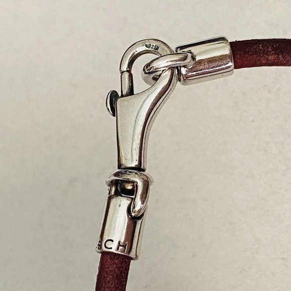 COACH 925 Sterling Silver and Leather Bracelet 7.5" - Picture 4 of 16